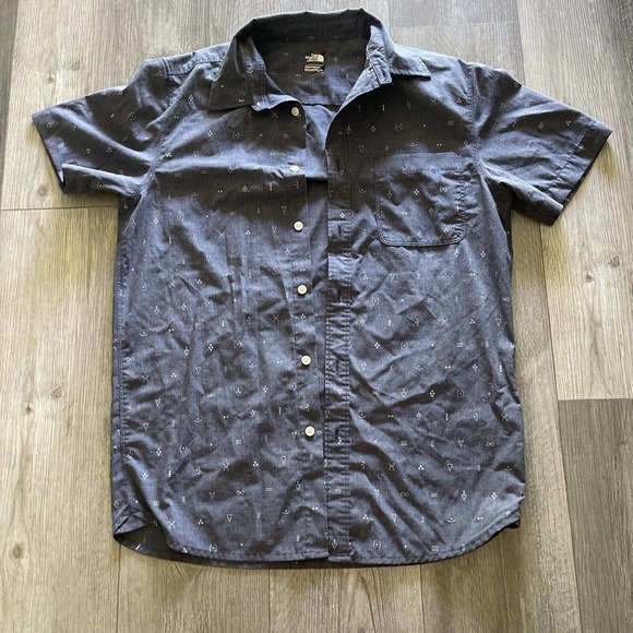 The North Face Men's Shirt blue symbol Print button down - Picture 1 of 5